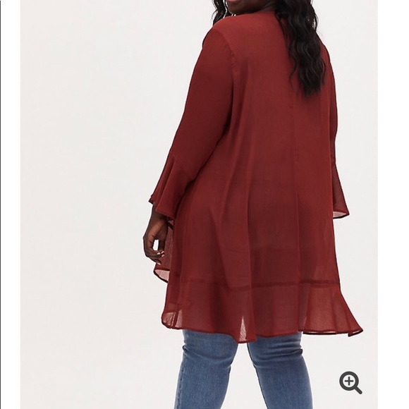 LAST 1- NEW torrid crinkle chiffon ruffle hi/lo kimono - Picture 2 of 10